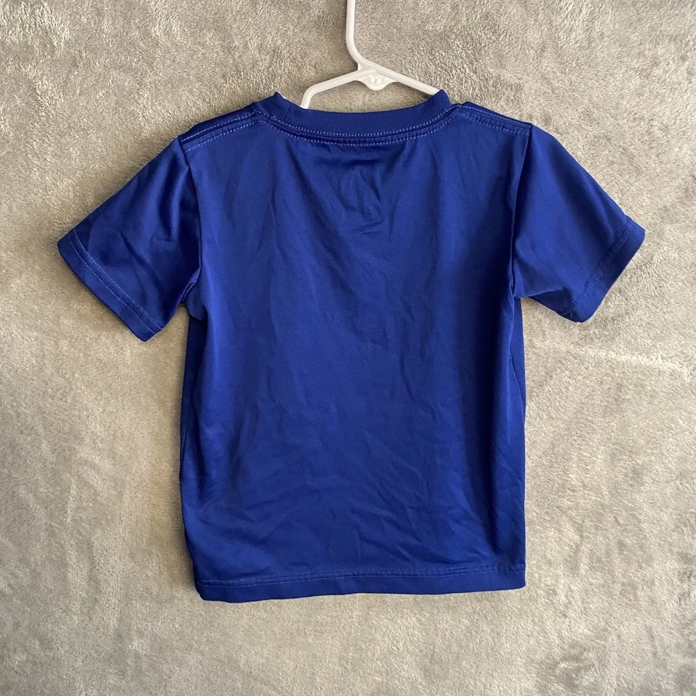 Nike Kids 4-5 Yrs Dri-Fit Blue Athletic Tee Basketball Logo